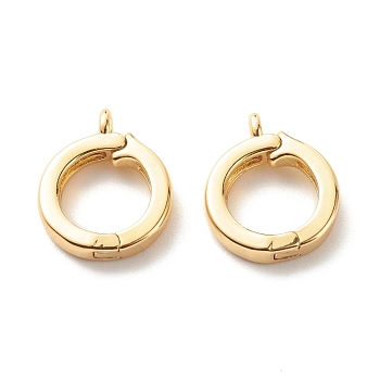Eco-Friendly Brass Charms, Openable Pendants Long-Lasting Plated, Lead Free & Cadmium Free, Ring, Real 18K Gold Plated, 14x11.5x3mm, Hole: 1.5mm