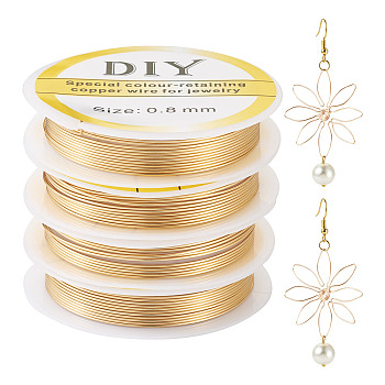 Copper Wire, DIY Craft Making Supplies, Real 14K Gold Plated, 0.8mm, 20 Gauge, about 8.53 Feet(2.6m)/Roll