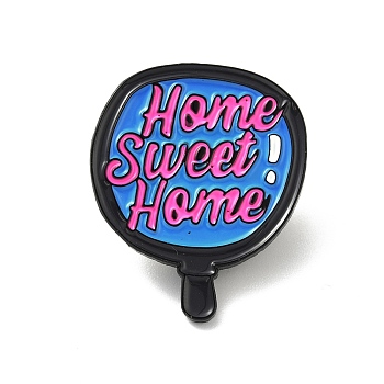 Word Sweet Home Enamel Pin, Mirror Alloy Badge for Backpack Clothes, Electrophoresis Black, Deep Pink, 28.5x24x1.7mm