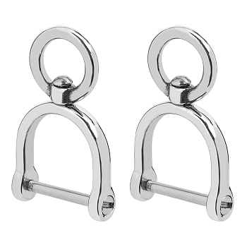 2Pcs 304 Stainless Steel Keychain Clasps, Stainless Steel Color, 40x23x7mm, Inner Diameter: 16x17mm