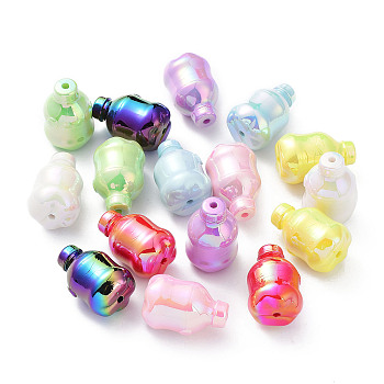 UV Plating Rainbow Iridescent Acrylic Beads, Iridescent, Coke Bottle, Mixed Color, 32x21mm, Hole: 2.5mm