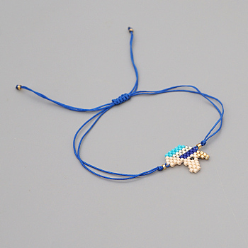 Glass Seed Braided Bead Bracelet, Unicorn Friendship Bracelet for Women, Medium Blue, 11 inch(28cm)