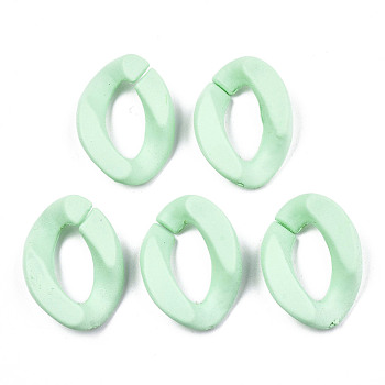 Opaque Spray Painted Acrylic Linking Rings, Quick Link Connectors, for Curb Chains Making, Twist, Aquamarine, 23x17x4.5mm, Inner Diameter: 13.5x7mm