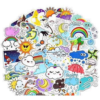 50Pcs PVC Self-Adhesive Cartoon Stickers, Waterproof Decals for Party Decorative Presents, Kid's Art Craft, Cloud, 50~100mm