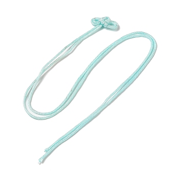 Nylon Lucky Knot Cord Amulet Yuki Pendant Decorations,  for Lucky Charm Knot, Pale Turquoise, 392~400mm
