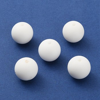 Silicone Beads, Round, White, 14.5~15mm, Hole: 2.2mm