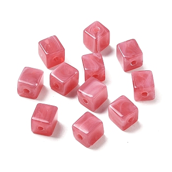 Transparent Acrylic Beads, Cube, Indian Red, 8x8x9mm, Hole: 2mm, about 920~940pcs/500g