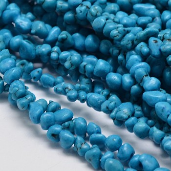 Synthetic Turquoise Nuggets Beads Strands, Dyed, 3~5x3~5mm, Hole: 1mm, about 34 inch