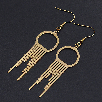 201 Stainless Steel Dangle Earrings, Golden, 78mm, Pin: 0.6mm