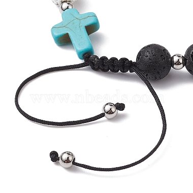 Bracelet de perles tressées en croix en pierres mélangées naturelles et synthétiques pour femmes(BJEW-JB09647)-5