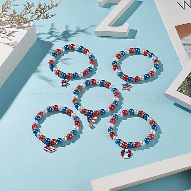 Bracelet extensible en perles de verre colorées(BJEW-JB09210)-7