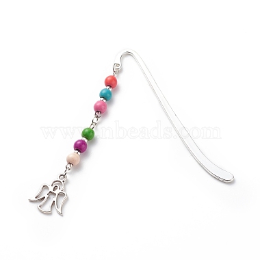 Synthetic Dyed Turquoise Beaded Bookmarks(AJEW-JK00191)-2