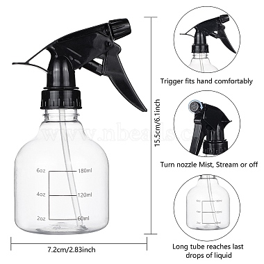 250ml Empty Plastic Spray Bottles with Black Trigger Sprayers Clear Trigger Sprayer Bottle with Adjustable Nozzle for Cleaning Gardening Plant Hair Salon(AJEW-BC0005-71)-2