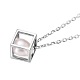 TINYSAND 925 Sterling Silver Cube Pearl Pendant Necklaces(TS-N266-S)-2