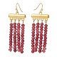 Dyed Natural Malaysia Jade Rondelle Beaded Tassel Dangle Earrings(EJEW-JE05103)-5