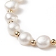 Dyed Natural Pearl & Brass Round Beaded Slider Bracelet(BJEW-JB09008-04)-4