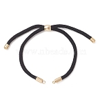 Round Nylon Twisted Cord Bracelet Making, with 304 Stainless Steel Cord Ends, Golden, Black, 9.06 inch(23cm)(AJEW-JB01582-01)
