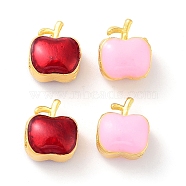Alloy Enamel Beads, Golden, Apple, Mixed Color, 11x9x2mm, Hole: 3mm(ENAM-B001-06)