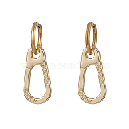 Rack Plating Alloy Hollow Out Teardrop with Word Fashion Dangle Hoope Earrings, Ion Plating(IP) 304 Stainless Steel Jewelry for Women, Golden, 37mm, Pin: 1mm(EJEW-JE05201-01)