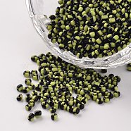 12/0 Opaque Colours Seep Glass Beads, Round Seed Beads, Green Yellow, 1.5~2x2mm, Hole: 0.5mm, about 22500pcs/450g(SEED-M008-C16)