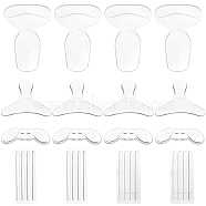 AHADEMAKER 6 Pairs Silicone Heel Grips, with 4 Sheets Silicone Invisible Heel Grip Strips, Heelpiece Adhesive Cushion Pads, Anti-wear Heel Stickers for Feet, Mixed Shape, Clear(AJEW-GA0005-26)