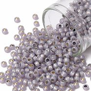 TOHO Round Seed Beads, Japanese Seed Beads, (PF2122) PermaFinish Light Amethyst Opal Silver Lined, 8/0, 3mm, Hole: 1mm, about 220pcs/10g(X-SEED-TR08-PF2122)