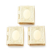 Brass Locket Pendants, Rectangle, Real 18K Gold Plated, 26x19x4.5mm, Hole: 1.8mm(KK-P199-11G)
