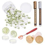 CRASPIRE DIY Scrapbook Making Kits, Including Gemstone Stamp Handle, Brass Wax Seal Stamp Head & Melting Spoon, Sealing Wax Particles, Metallic Markers Paints Pens and Candle, Mixed Color, 5x2.2cm, 1pc(DIY-CP0005-28B)