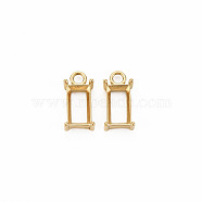 Ion Plating(IP) 304 Stainless Steel Pendant Rhinestone Settings, for Pointed Back Rhinestone, Open Back Bezel, Rectangle, Real 14K Gold Plated, Tray: 10x5mm, 14.5x7x4mm, Hole: 2mm(STAS-N097-142LG)
