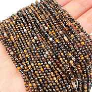 Natural Tiger Eye Beads Strands, Faceted, Round, 2mm, Hole: 0.6mm, about 209pcs/strand, 14.96''(38cm)(G-H003-B04-02)