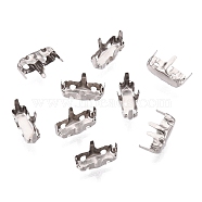 Brass Sew on Prong Settings, Claw Settings, Baguette Rectangle Sew On Setting Fancy Stone, Platinum, Tray: 7x3mm, 8x3.5x4mm, Hole: 0.9mm, about 1000pcs/set(KK-N254-165B-P)