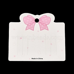 Cardboard Hair Clip Display Cards, Rectangle with Bowknot, White, 9x10.2x0.06cm, Hole: 8mm(CDIS-A006-14)