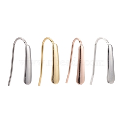 24Pcs 4 Colors 304 Stainless Steel Earring Hooks, with Horizontal Loop, Flat Ear Wire, Mixed Color, 18.5x13.5x3.5mm, Hole: 1.5mm, 20 Gauge, Pin: 0.8mm, 6pcs/color(STAS-LS0001-05)