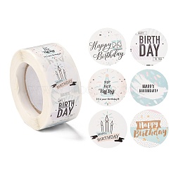 Birthday Themed Pattern Self-Adhesive Stickers, Roll Sticker, for Party Decorative Presents, Colorful, 2.5cm, about 500pcs/roll(DIY-E023-08I)