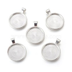 Metal Alloy Pendant Cabochon Settings, Plain Edge Bezel Cups, DIY Findings for Jewelry Making, Silver, Cadmium Free & Lead Free, Tray: 24.5mm, 37x28x6.5mm, Hole: 6x4mm(X-PALLOY-A15654-S)