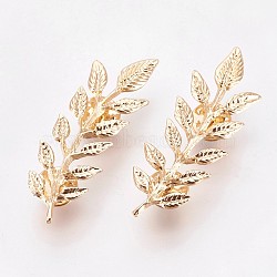 Alloy Brooches, Shirt Collar Brooch, Leaf, Golden, 58~63x19~20x2~3mm(JEWB-WH0004-02G)