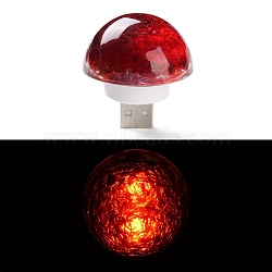 Resin & Epoxy Resin Decor Plate Night Light, with USB Table Lamp Desk Bedroom Decor, Mushroom, Red, 42x40mm(DJEW-K030-01C)