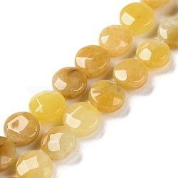 Natural Topaz Jade Beads Strands, Faceted, Flat Round, 10~10.5x4.5~5.5mm, Hole: 1.2mm, about 20pcs/strand, 7.80 inch(19.8cm)(G-K357-B05-01)