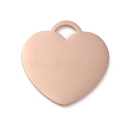 Ion Plating(IP) 304 Stainless Steel Stamping Blank Tag Pendants, Laser Cut, Heart Charm, Rose Gold, 25x25x1.5mm, Hole: 4x5mm(STAS-K270-43RG)