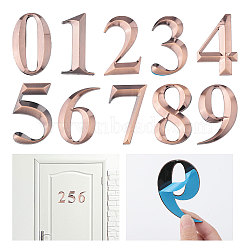 10Pcs 10 Styles 3D Digits ABS Plastic Room Number Plaque, with Self-adhesive, for Door Wall Office Hotel Dorm Garden, Number 0~9, Sienna, 70~71x37~46x8.5mm, 1pc/style(FIND-GL0001-47)