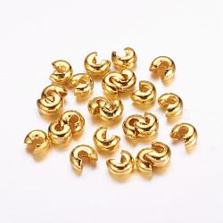 Iron Crimp Beads Covers, Nickel Free, Golden, 5mm In Diameter, Hole: 1.5~1.8mm(IFIN-H030-NFG-NF)