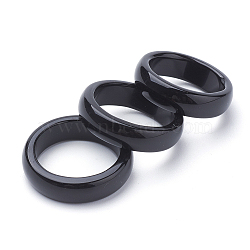 Natural Agate Rings, Dyed & Heated, Black, 6mm, Inner Diameter: 17~19mm(G-S279-42A-01)