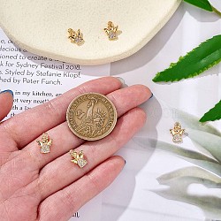 5 Pieces Brass Angel Charm Pendant Brass Micro Pave Clear Cubic Zirconia Charms Real  Gold Plated for Jewelry Necklace Earring Making Crafts, Golden, 11x8.5mm, Hole: 1.2mm(JX386A)