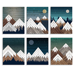 Abstract Art Chemical Fiber Oil Canvas Hanging Painting, Home Wall Decoration Accessories, Rectangle, Mountain Pattern, 250x200mm, 6pcs/set(AJEW-WH0173-061)