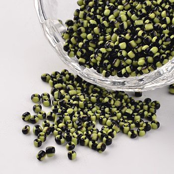 12/0 Opaque Colours Seep Glass Beads, Round Seed Beads, Green Yellow, 1.5~2x2mm, Hole: 0.5mm, about 22500pcs/450g