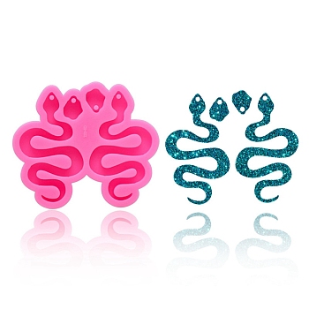 DIY Snake Pendant Silicone Molds, Resin Casting Molds, for UV Resin, Epoxy Resin Jewelry Making, Deep Pink, 55x65x9mm