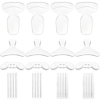 AHADEMAKER 6 Pairs Silicone Heel Grips, with 4 Sheets Silicone Invisible Heel Grip Strips, Heelpiece Adhesive Cushion Pads, Anti-wear Heel Stickers for Feet, Mixed Shape, Clear