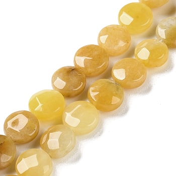Natural Topaz Jade Beads Strands, Faceted, Flat Round, 10~10.5x4.5~5.5mm, Hole: 1.2mm, about 20pcs/strand, 7.80 inch(19.8cm)
