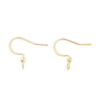 316 Surgical Stainless Steel Earring Hooks, Ear Wire, with Horizontal Loop, Real 18K Gold Plated, 15x3.5mm, Hole: 2mm, Pin: 17.5x0.5mm