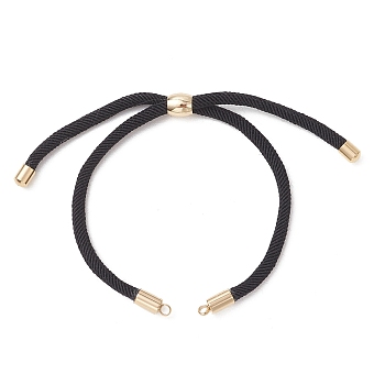 Round Nylon Twisted Cord Bracelet Making, with 304 Stainless Steel Cord Ends, Golden, Black, 9.06 inch(23cm)